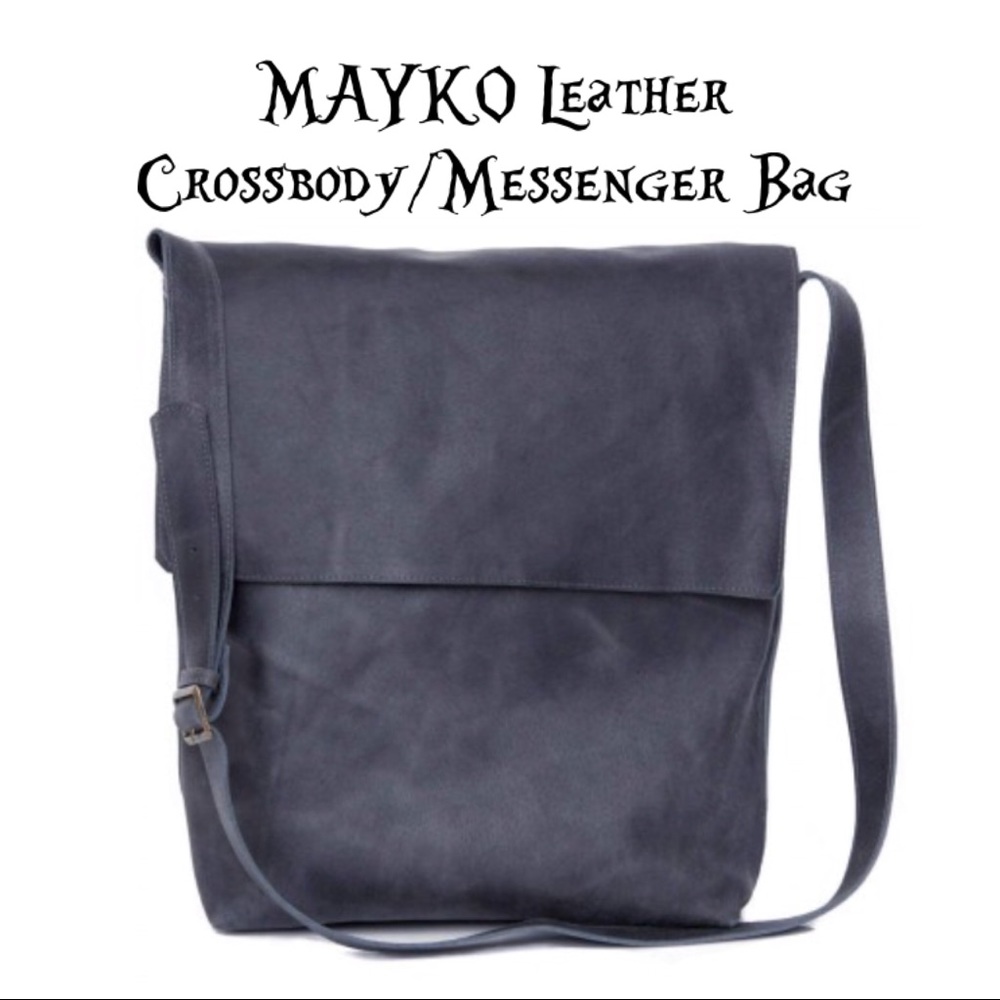 MAYKO🥀Black Leather Crossbody/Messenger Bag